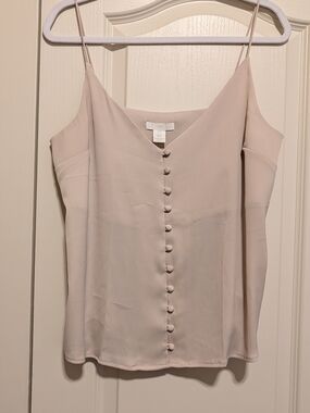 H&M Blush Pink Button-Front Spaghetti Strap Camisole